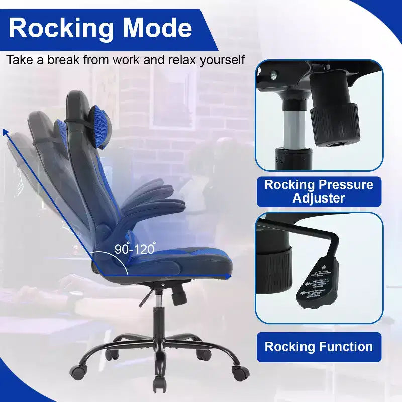 Sedia Gaming Sedia da Ufficio Sedia da Scrivania per Computer con Supporto Lombare e Poggiatesta Regolabile e Sedia Gamer in Pelle PU per Adulti