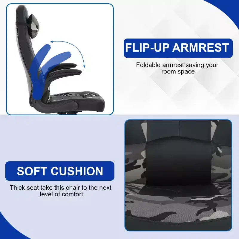 Sedia Gaming Sedia da Ufficio Sedia da Scrivania per Computer con Supporto Lombare e Poggiatesta Regolabile e Sedia Gamer in Pelle PU per Adulti