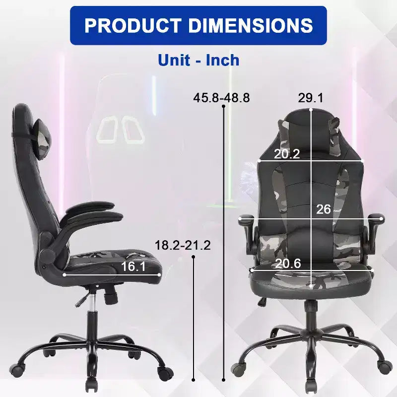 Sedia Gaming Sedia da Ufficio Sedia da Scrivania per Computer con Supporto Lombare e Poggiatesta Regolabile e Sedia Gamer in Pelle PU per Adulti