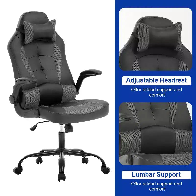 Sedia Gaming Sedia da Ufficio Sedia da Scrivania per Computer con Supporto Lombare e Poggiatesta Regolabile e Sedia Gamer in Pelle PU per Adulti