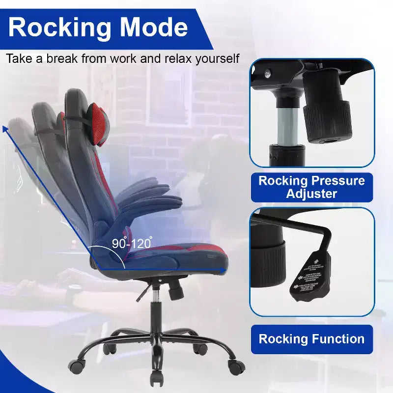 Sedia Gaming Sedia da Ufficio Sedia da Scrivania per Computer con Supporto Lombare e Poggiatesta Regolabile e Sedia Gamer in Pelle PU per Adulti