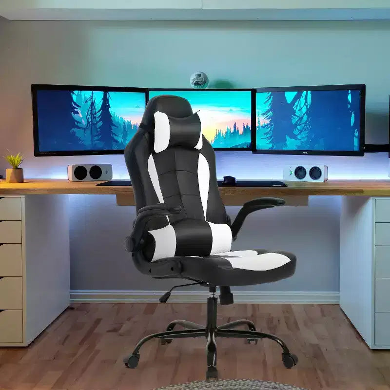 Sedia Gaming Sedia da Ufficio Sedia da Scrivania per Computer con Supporto Lombare e Poggiatesta Regolabile e Sedia Gamer in Pelle PU per Adulti