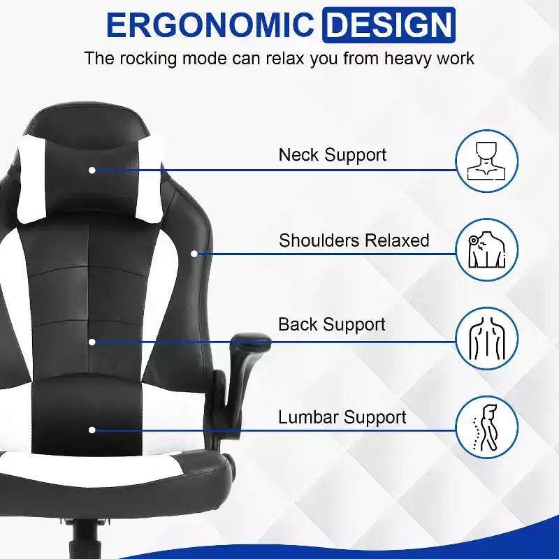Sedia Gaming Sedia da Ufficio Sedia da Scrivania per Computer con Supporto Lombare e Poggiatesta Regolabile e Sedia Gamer in Pelle PU per Adulti