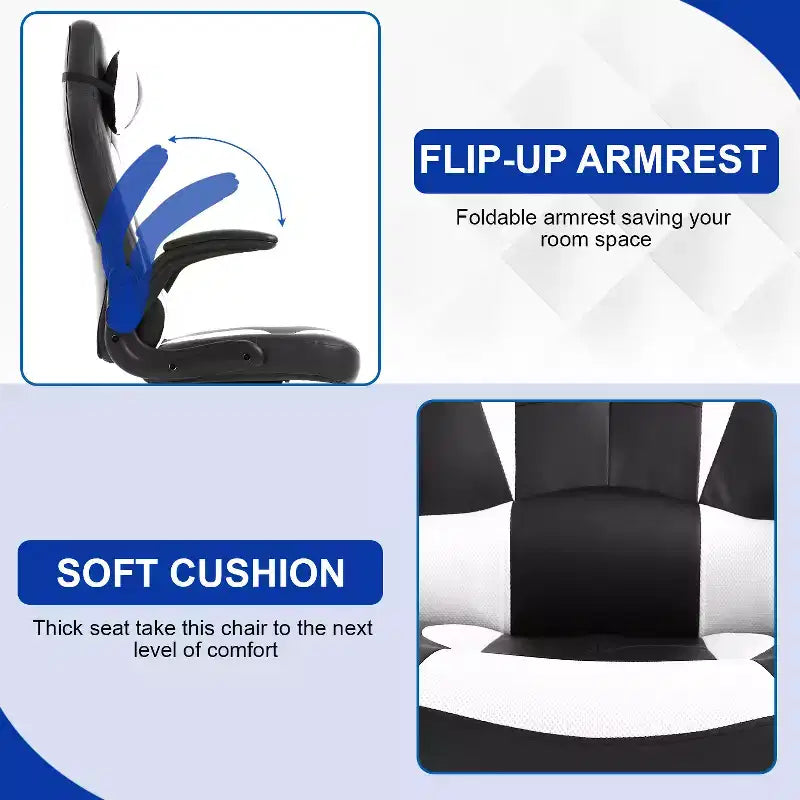 Sedia Gaming Sedia da Ufficio Sedia da Scrivania per Computer con Supporto Lombare e Poggiatesta Regolabile e Sedia Gamer in Pelle PU per Adulti