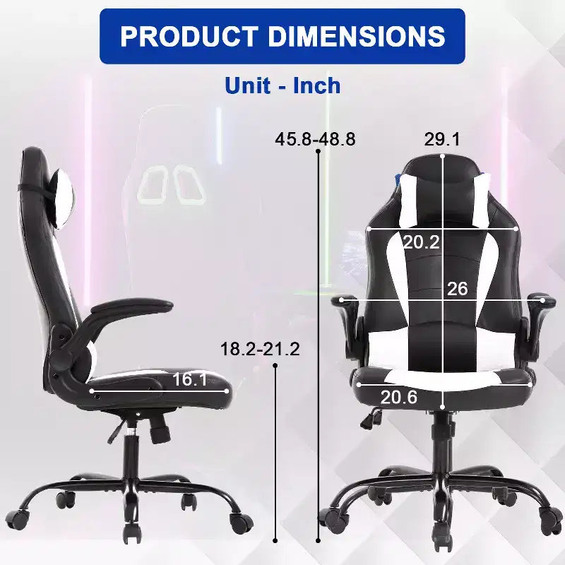 Sedia Gaming Sedia da Ufficio Sedia da Scrivania per Computer con Supporto Lombare e Poggiatesta Regolabile e Sedia Gamer in Pelle PU per Adulti