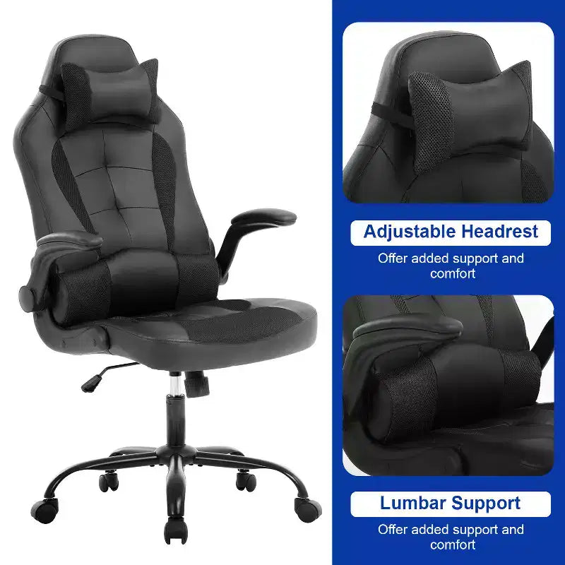 Sedia Gaming Sedia da Ufficio Sedia da Scrivania per Computer con Supporto Lombare e Poggiatesta Regolabile e Sedia Gamer in Pelle PU per Adulti