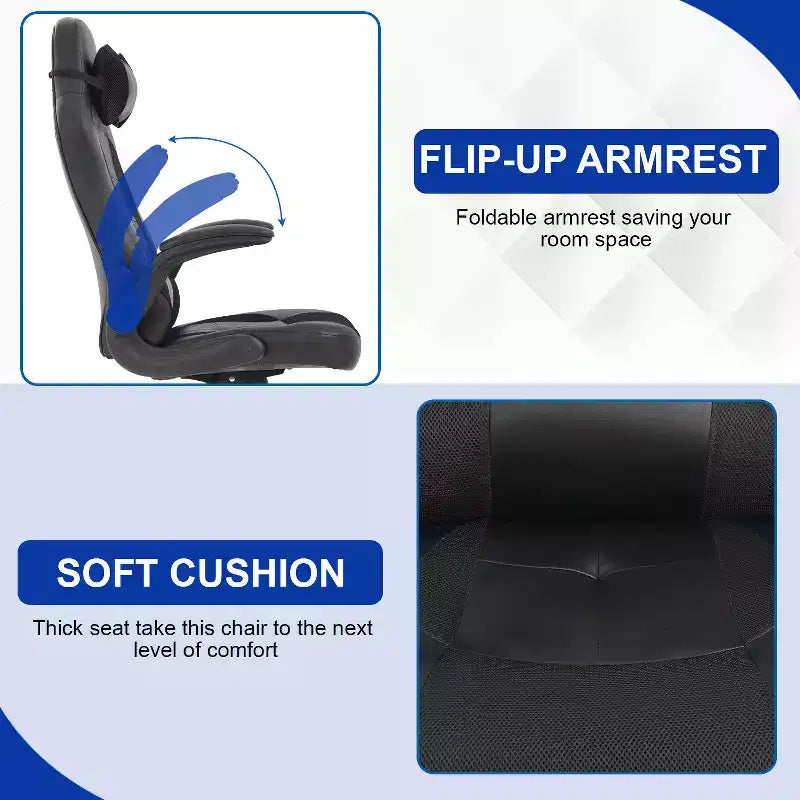 Sedia Gaming Sedia da Ufficio Sedia da Scrivania per Computer con Supporto Lombare e Poggiatesta Regolabile e Sedia Gamer in Pelle PU per Adulti
