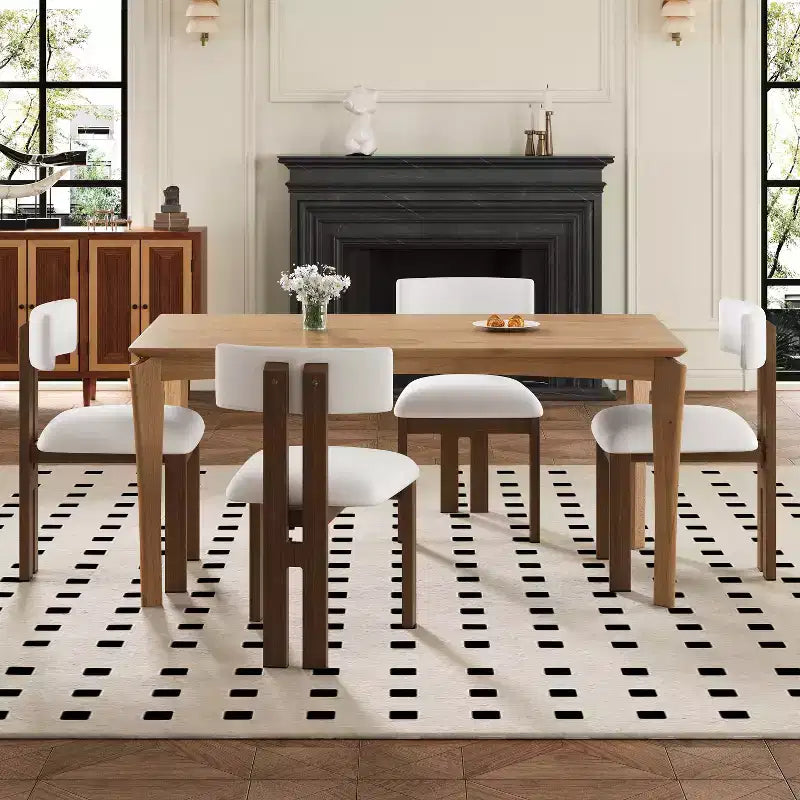 Set da pranzo Willow 5 pezzi in legno, metallo e imbottito