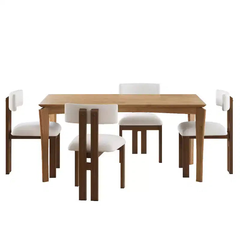 Set da pranzo Willow 5 pezzi in legno, metallo e imbottito