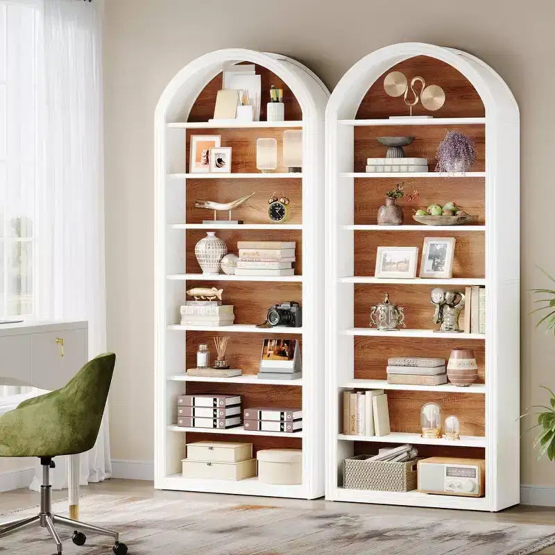 78.74 Scaffale, Libreria ad arco in legno con ripiani espositivi