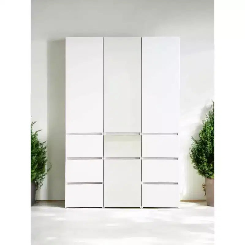 70,9 pollici A x 17,72 pollici L Sistema per armadio in composito di legno bianco per archiviazione universale con contenitori