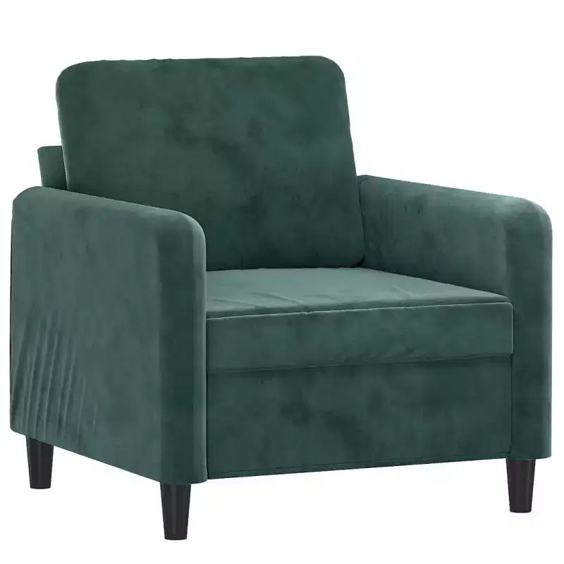 Set divani in velluto verde scuro a 3 pezzi - Struttura robusta in metallo/compensato, seduta confortevole imbottita in schiuma per soggiorno