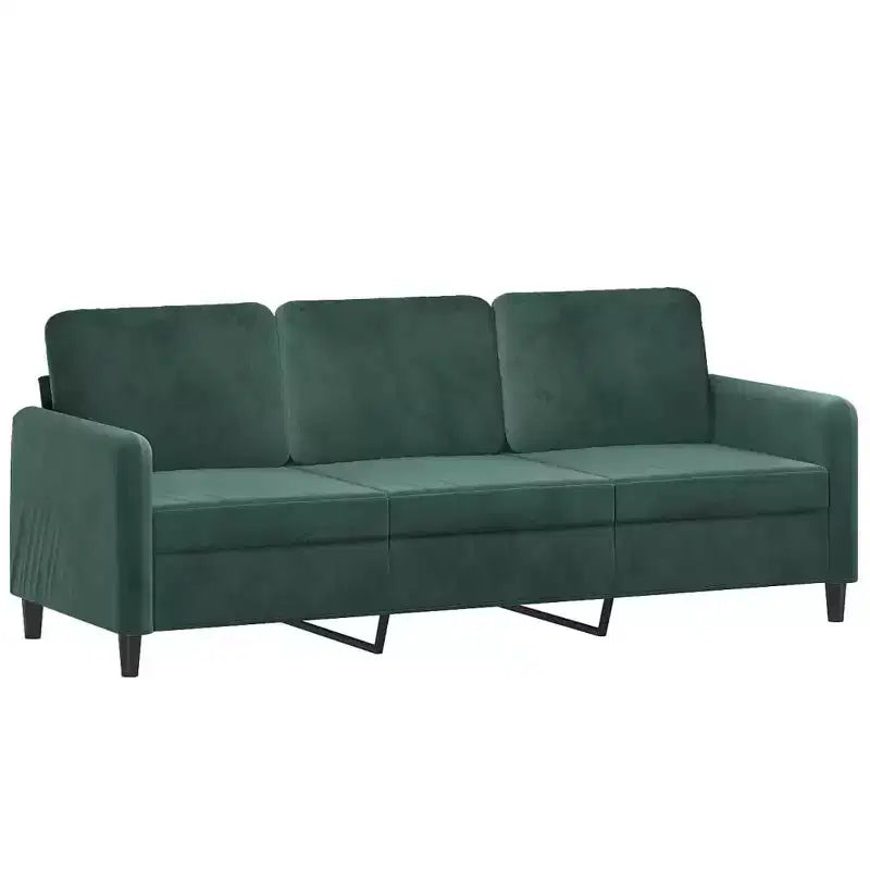 Set divani in velluto verde scuro a 3 pezzi - Struttura robusta in metallo/compensato, seduta confortevole imbottita in schiuma per soggiorno