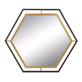 Storied Home Hexagon 2-Tone Metal Framed Wall Mirror, Black and Gold