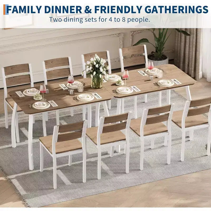 Set da pranzo da 5 pezzi per 4 persone, tavolo da cucina moderno e 4 sedie, struttura in metallo salvaspazio, per piccoli appartamenti, sala da pranzo