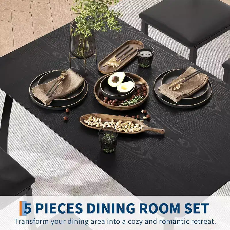 Set da pranzo da 5 pezzi per 4 persone, tavolo da cucina moderno e 4 sedie, struttura in metallo salvaspazio, per piccoli appartamenti, sala da pranzo