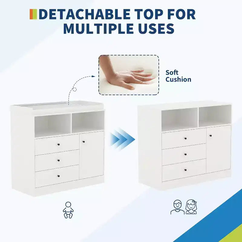 Cassettiera fasciatoio per bambini, Fasciatoio in legno con cassetti, armadietto, ripiani aperti, per camera da letto o asilo nido