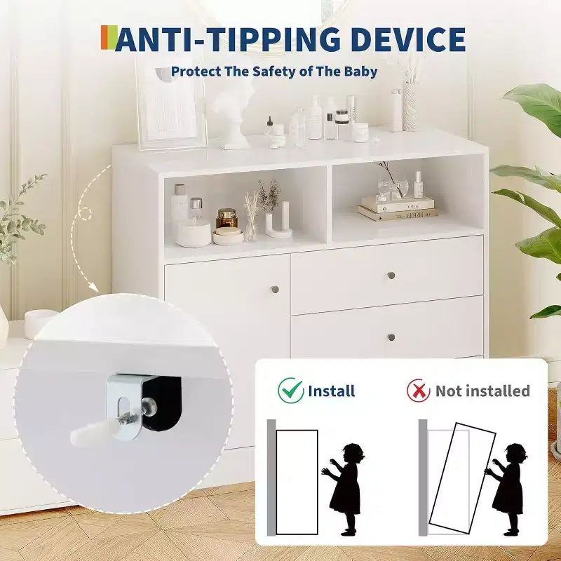 Cassettiera fasciatoio per bambini, Fasciatoio in legno con cassetti, armadietto, ripiani aperti, per camera da letto o asilo nido