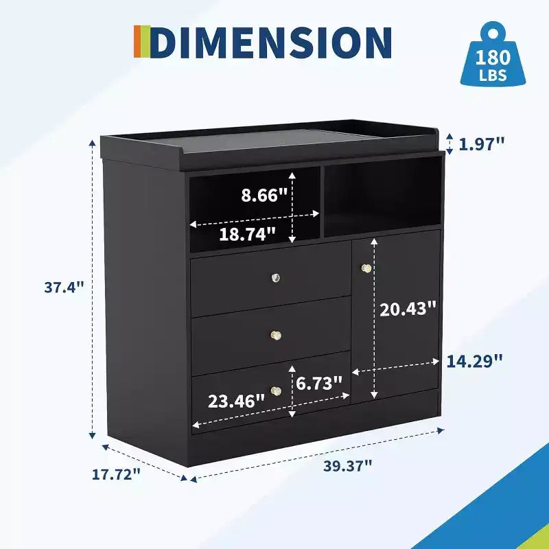 Cassettiera fasciatoio per bambini, Fasciatoio in legno con cassetti, armadietto, ripiani aperti, per camera da letto o asilo nido
