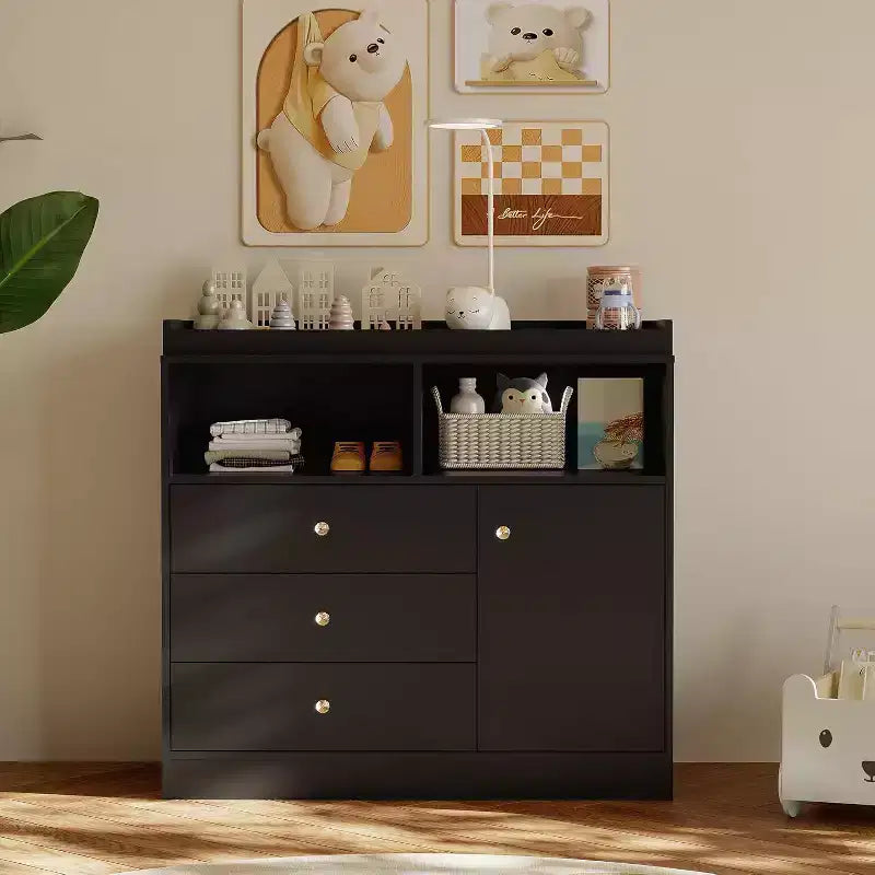 Cassettiera fasciatoio per bambini, Fasciatoio in legno con cassetti, armadietto, ripiani aperti, per camera da letto o asilo nido