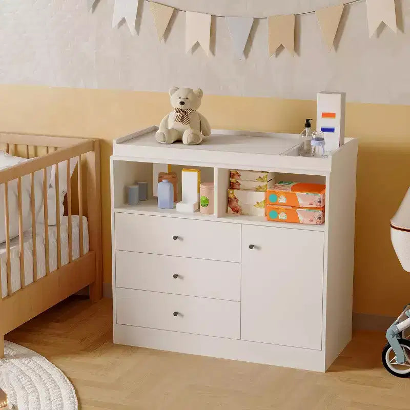Cassettiera fasciatoio per bambini, Fasciatoio in legno con cassetti, armadietto, ripiani aperti, per camera da letto o asilo nido