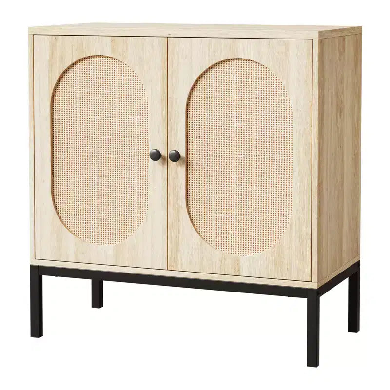 31.5 Mobile Credenza Buffet, Mobile Contenitore in Rattan con Ripiani Regolabili, Mobile Dispensa da Cucina per Soggiorno Sala da Pranzo Ingresso