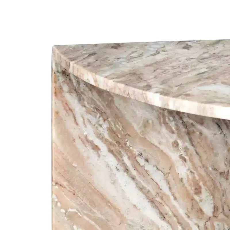 Tavolino semilunare minimalista fatto a mano in marmo naturale