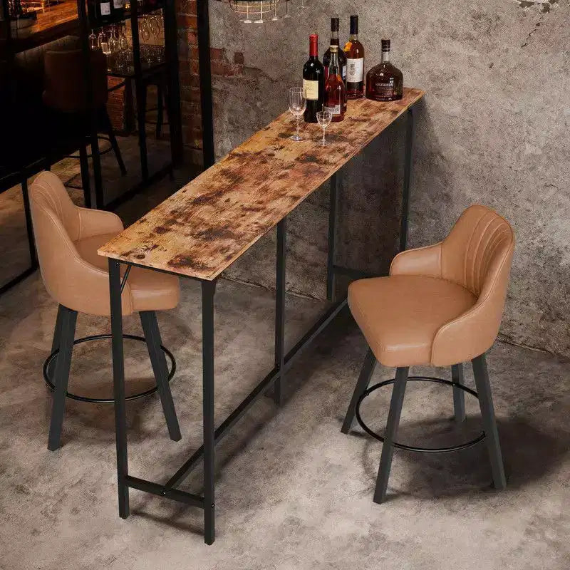 Tavolo da Bar/Pranzo Alto 71'' con Struttura in Metallo, Tavolo da Pub per Cucina e Soggiorno