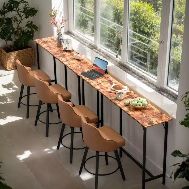 Tavolo da Bar/Pranzo Alto 71'' con Struttura in Metallo, Tavolo da Pub per Cucina e Soggiorno