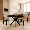 MAYEERTY 47 Round Solid Wood Dining Table, Black Intersecting Pedestal Base 4-6 Seater for Kitchen & Dining Room