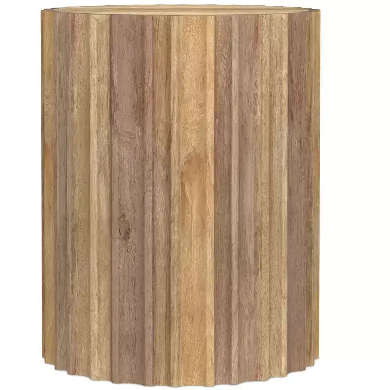 Tavolino boho-contemporaneo in mango massiccio largo 40 cm, montato