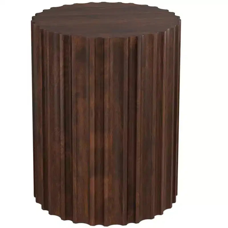 Tavolino boho-contemporaneo in mango massiccio largo 40 cm, montato