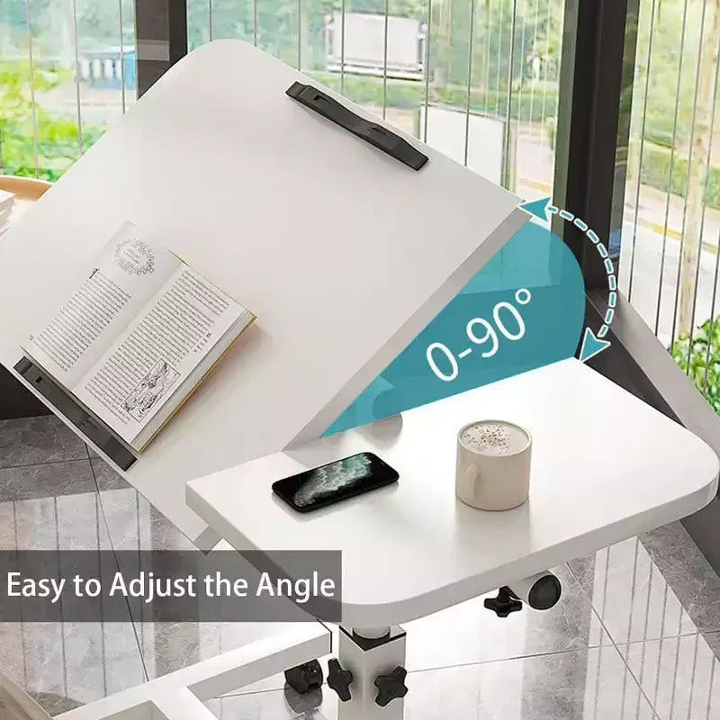 Tavolo da letto con ruote, tavolo da letto regolabile in altezza da 23,6 a 37,4 pollici, tavolo da letto mobile con rotelle, scrivania da letto per l'home office