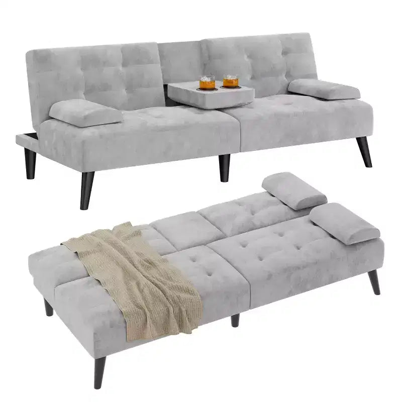 Divano Letto Futon Convertibile, Divano Piccolo Reclinabile, Divano Letto a 64 Posizioni Regolabili per Soggiorno, Bracciolo Rimovibile