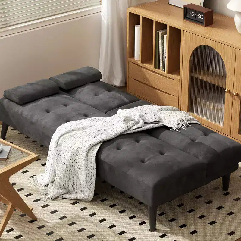 Divano Letto Futon Convertibile, Divano Piccolo Reclinabile, Divano Letto a 64 Posizioni Regolabili per Soggiorno, Bracciolo Rimovibile