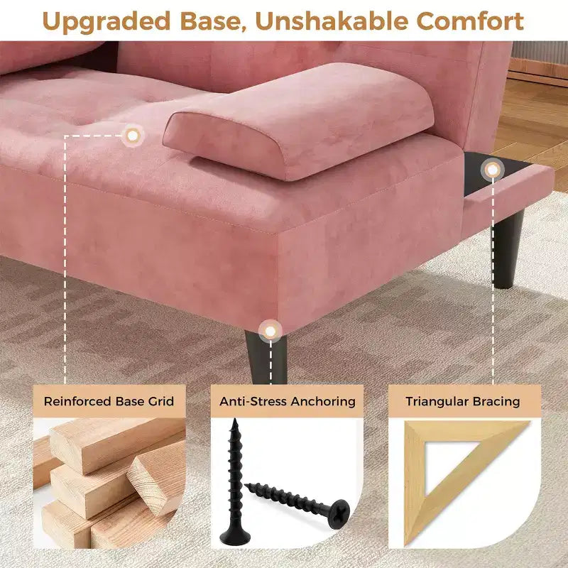 Divano Letto Futon Convertibile, Divano Piccolo Reclinabile, Divano Letto a 64 Posizioni Regolabili per Soggiorno, Bracciolo Rimovibile