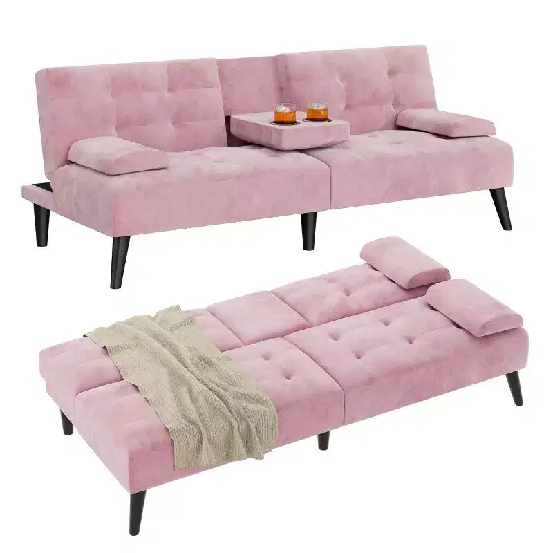 Divano Letto Futon Convertibile, Divano Piccolo Reclinabile, Divano Letto a 64 Posizioni Regolabili per Soggiorno, Bracciolo Rimovibile
