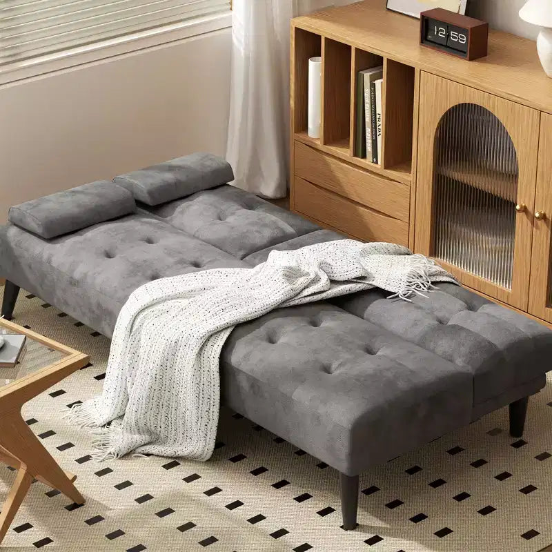 Divano Letto Futon Convertibile, Divano Piccolo Reclinabile, Divano Letto a 64 Posizioni Regolabili per Soggiorno, Bracciolo Rimovibile