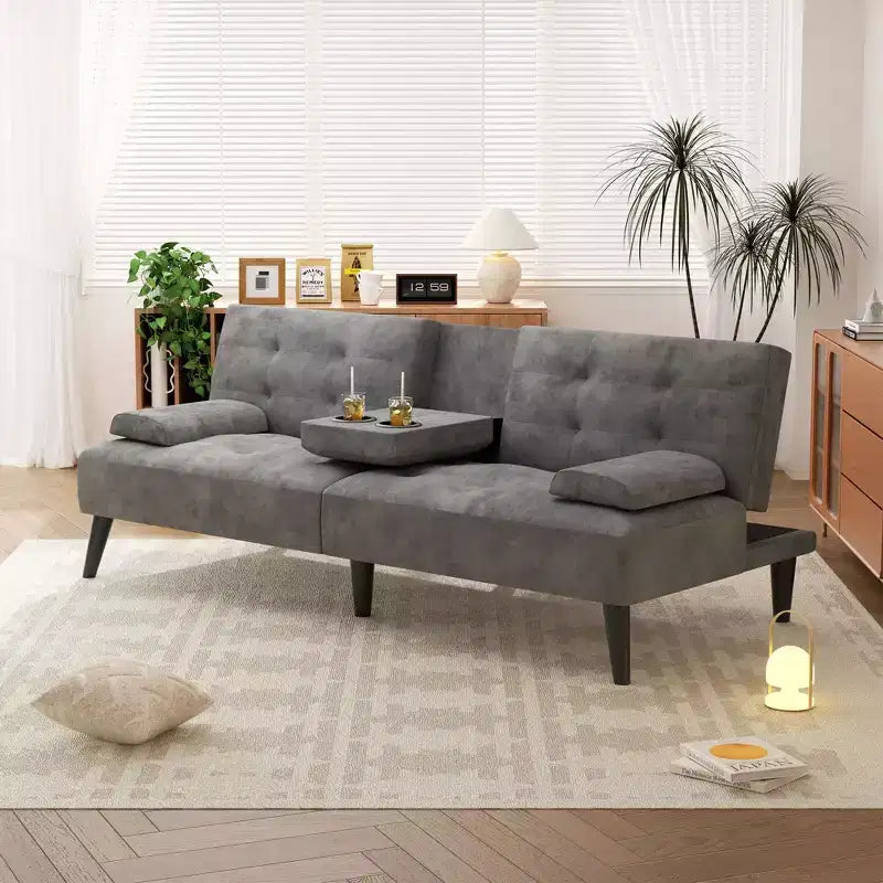 Divano Letto Futon Convertibile, Divano Piccolo Reclinabile, Divano Letto a 64 Posizioni Regolabili per Soggiorno, Bracciolo Rimovibile