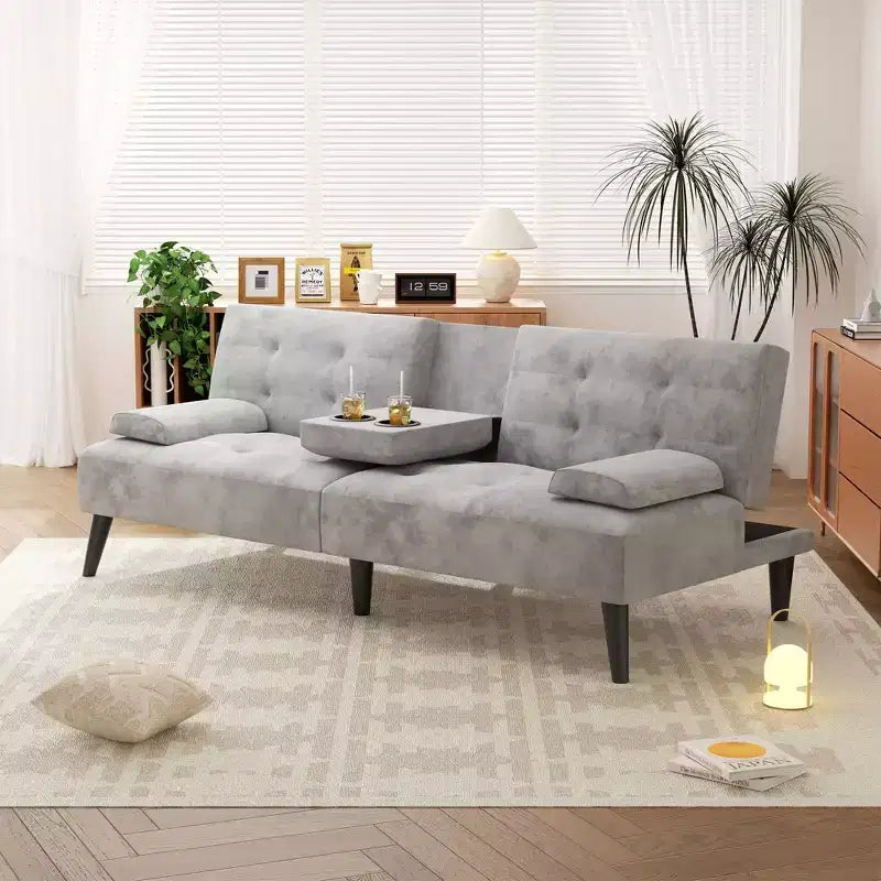 Divano Letto Futon Convertibile, Divano Piccolo Reclinabile, Divano Letto a 64 Posizioni Regolabili per Soggiorno, Bracciolo Rimovibile