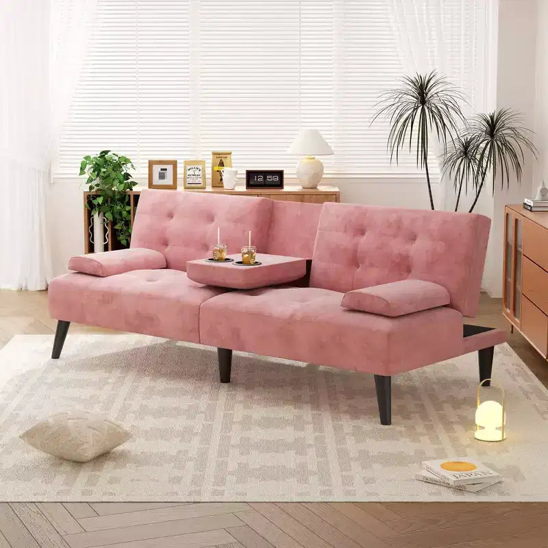Divano Letto Futon Convertibile, Divano Piccolo Reclinabile, Divano Letto a 64 Posizioni Regolabili per Soggiorno, Bracciolo Rimovibile