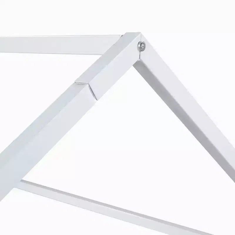 Letto a capanna in metallo per bambini con recinzione e porta, bianco