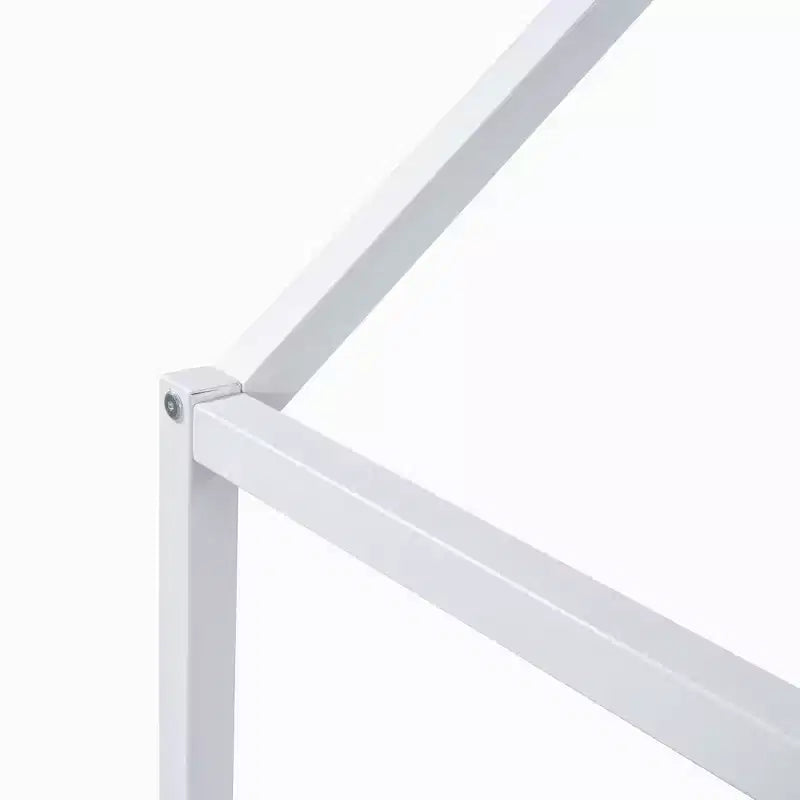 Letto a capanna in metallo per bambini con recinzione e porta, bianco