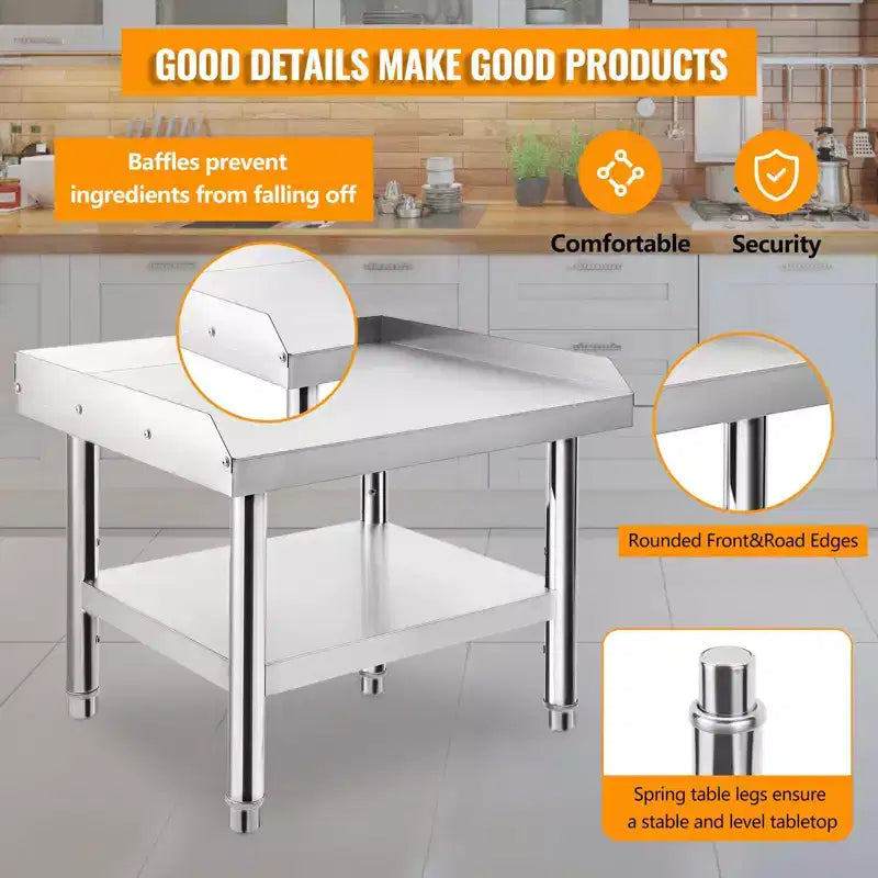 Tavolo da preparazione 24X28 per griglia, tavolo da lavoro in acciaio inossidabile resistente da 450 kg con ripiano inferiore da 100 kg, ideale per cucine commerciali, hotel e case