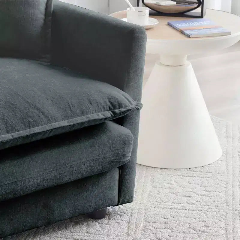 Divano a 3 posti Mid Century Modern con 2 cuscini bracciolo e 2 cuscini decorativi per soggiorno, grigio