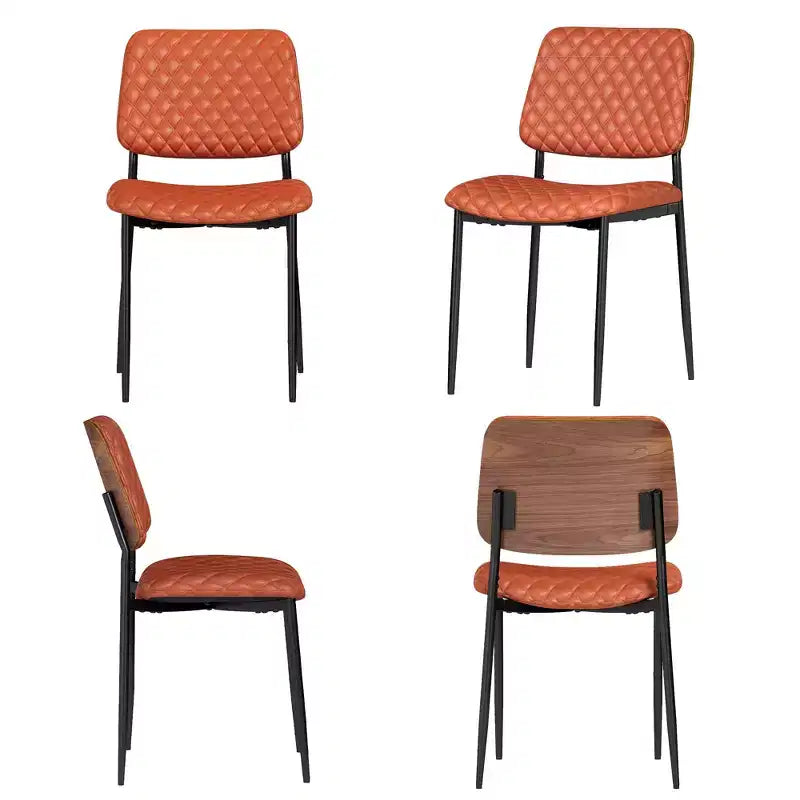 Set di 2 sedie da pranzo Mid-Century, sedie da cucina trapuntate in pelle PU con schienale in legno curvato, sedie laterali imbottite industriali