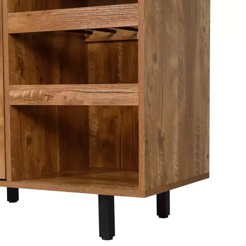 Mobile bar e credenza con mobiletto contenitore, supporti per calici sospesi e portabottiglie