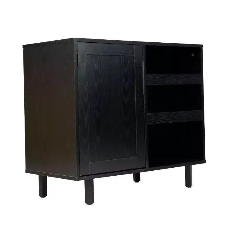 Mobile bar e credenza con mobiletto contenitore, supporti per calici sospesi e portabottiglie