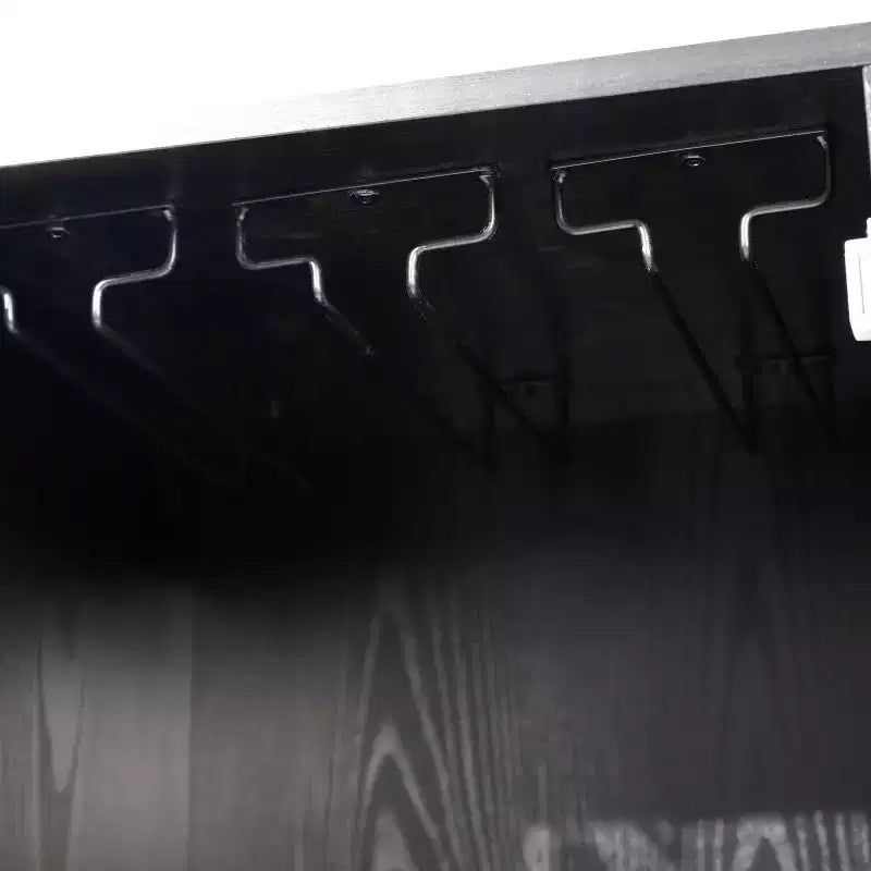 Mobile bar e credenza con mobiletto contenitore, supporti per calici sospesi e portabottiglie